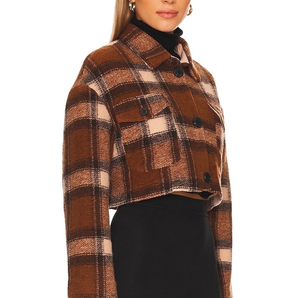 LOVERS + FRIENDS BOXY PLAID CROPPED BLAZER SHACKET SIZE XS - Picture 2 of 8